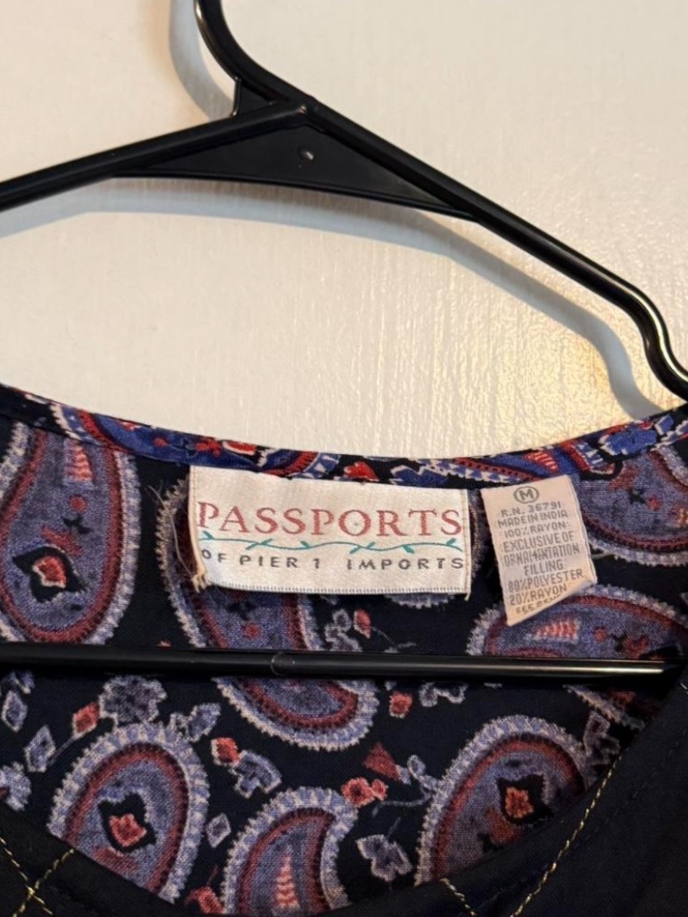 Vintage passports by pier 1 imports black blue and red paisley print midi dress - Picture 2 of 7